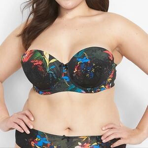 Lane Bryant Seriously Sexy Tropical Boost Strapless Harness Detail Bra 38H